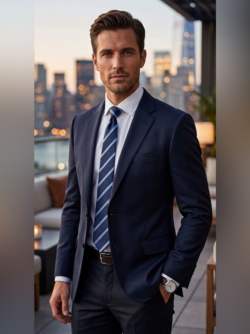 Hugo Boss Men's Classic Navy Two-Button Blazer 42R
